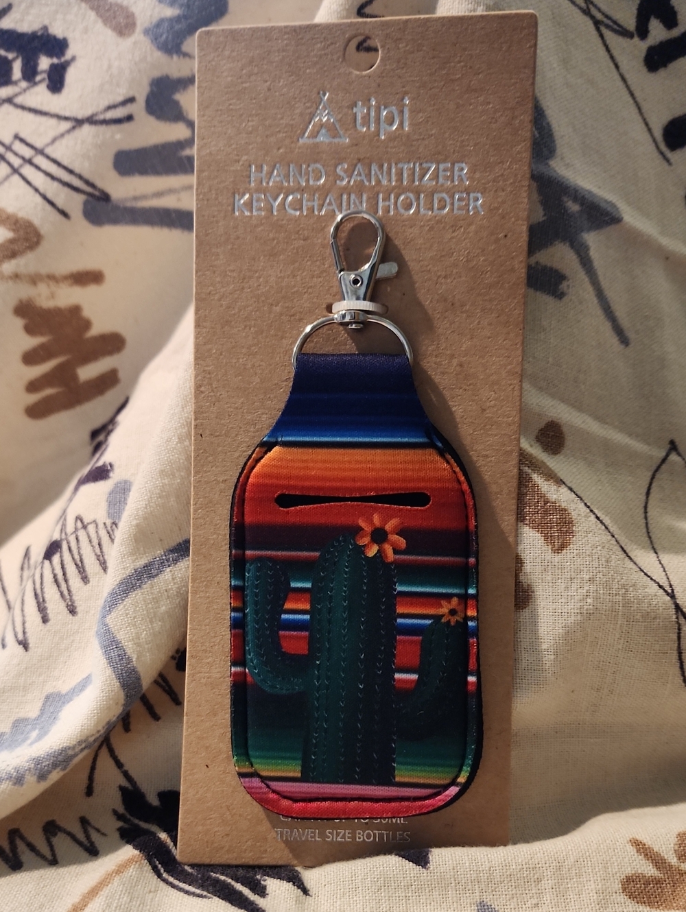 Tipi Cactus Hand Sanitizer Keychain Holder - Multicolor